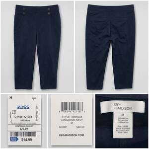 89th + MADISON Vagabond Navy Pull-On Capri Pants, Size M